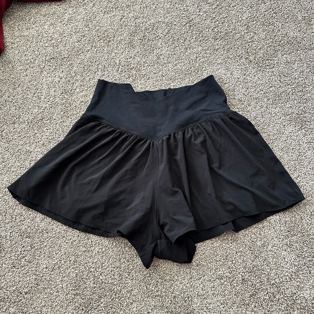 High-Waist Black Flared Women’s Skort